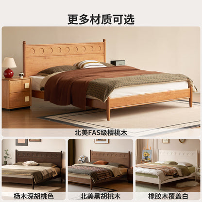 实木床法式复古大板床卧室中古风波点床樱桃木双人床