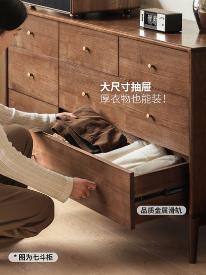 实木九斗柜现代玄关柜胡桃木卧室储物柜北欧抽屉床边柜子