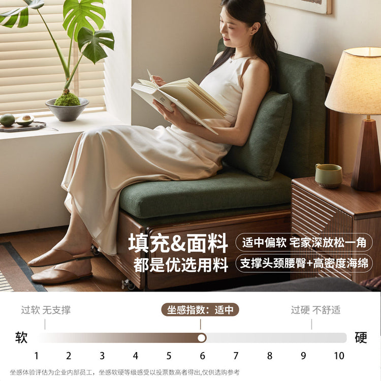 实木沙发床简约坐卧两用客厅小户型黑胡桃木折叠沙发