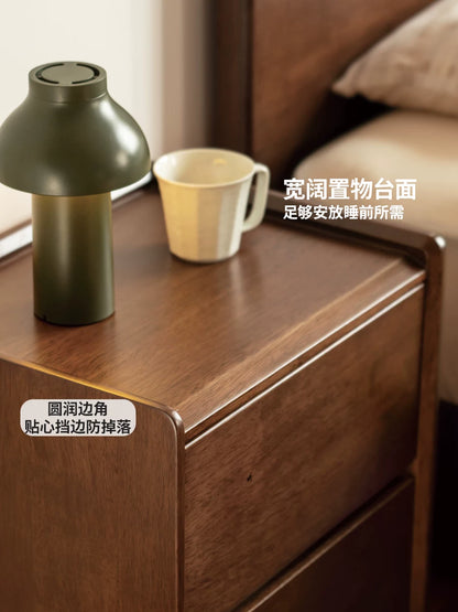 实木床头柜现代简约储物柜卧室胡桃色收纳柜床边柜子