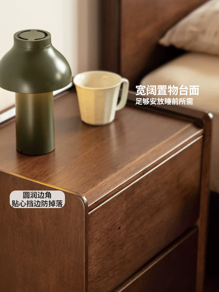 实木床头柜现代简约储物柜卧室胡桃色收纳柜床边柜子
