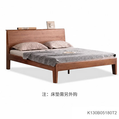 全实木床北欧卧室黑胡桃木大床现代简约1.5米1.8米双人床