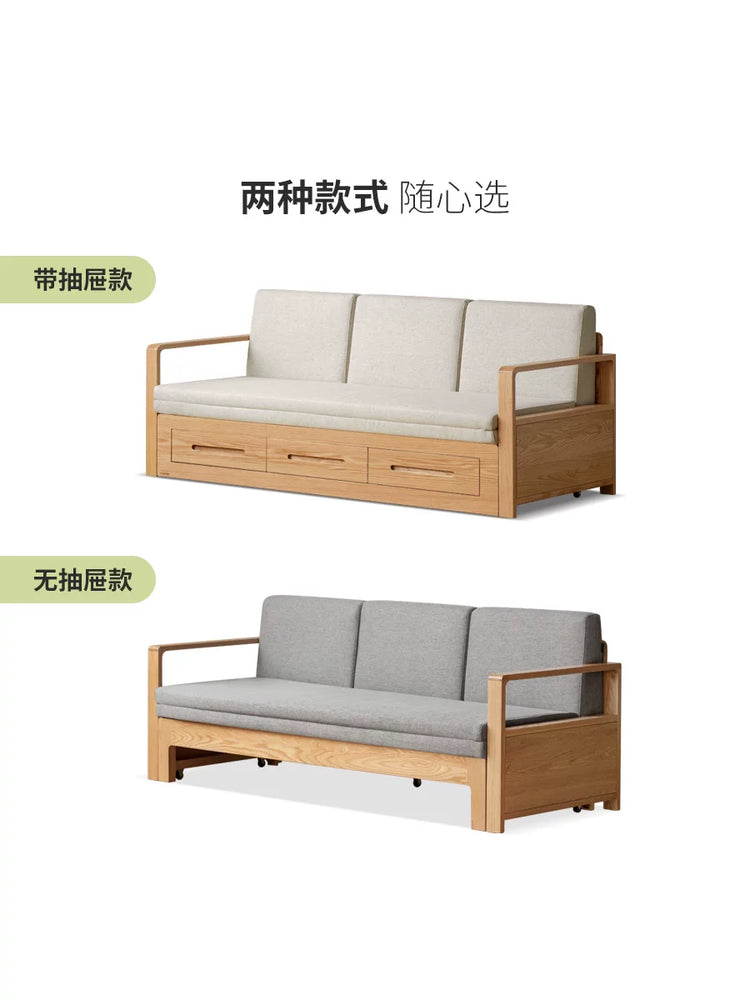 实木沙发床现代简约橡木小户型客厅家具北欧折叠储物沙发