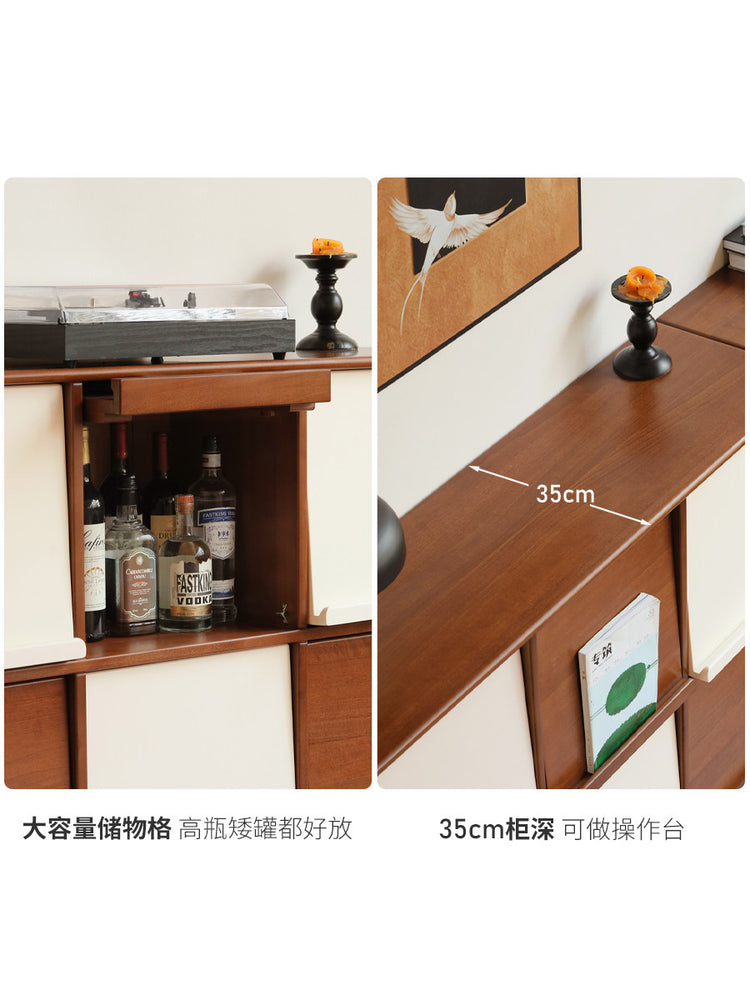 实木书柜书房包豪斯组合模块柜中古风餐边柜落地柜子