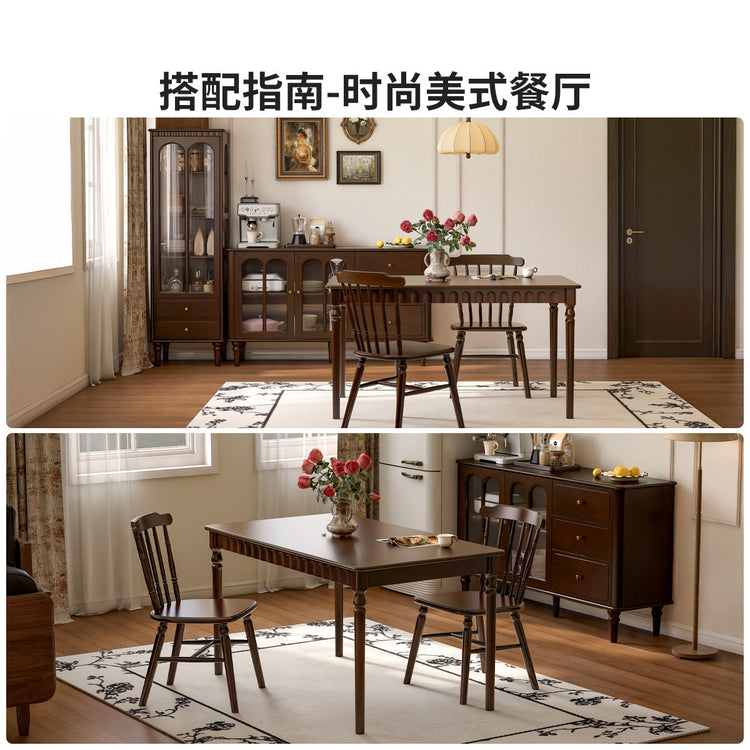 实木餐桌桌椅餐边柜置物柜美式复古餐厅组合套装