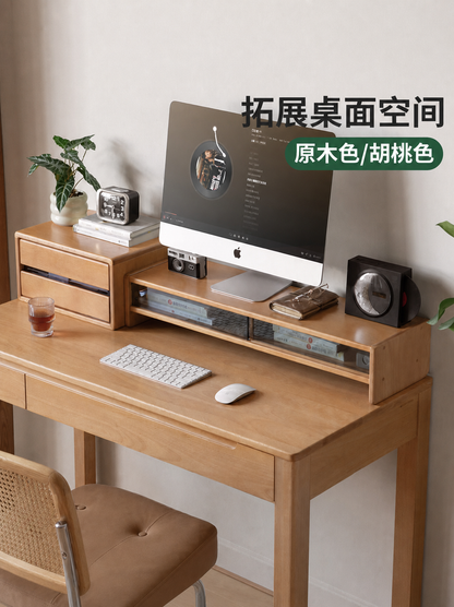 实木桌面置物架原木书桌收纳架显示器增高架简约电脑支架