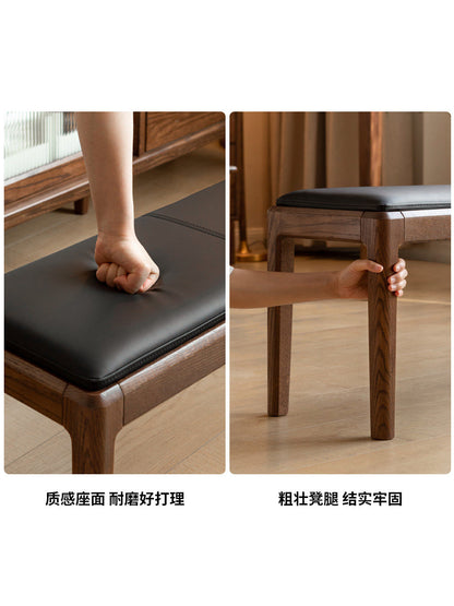 软包长条凳北欧橡木长凳餐厅休闲凳凳子床尾凳换鞋凳