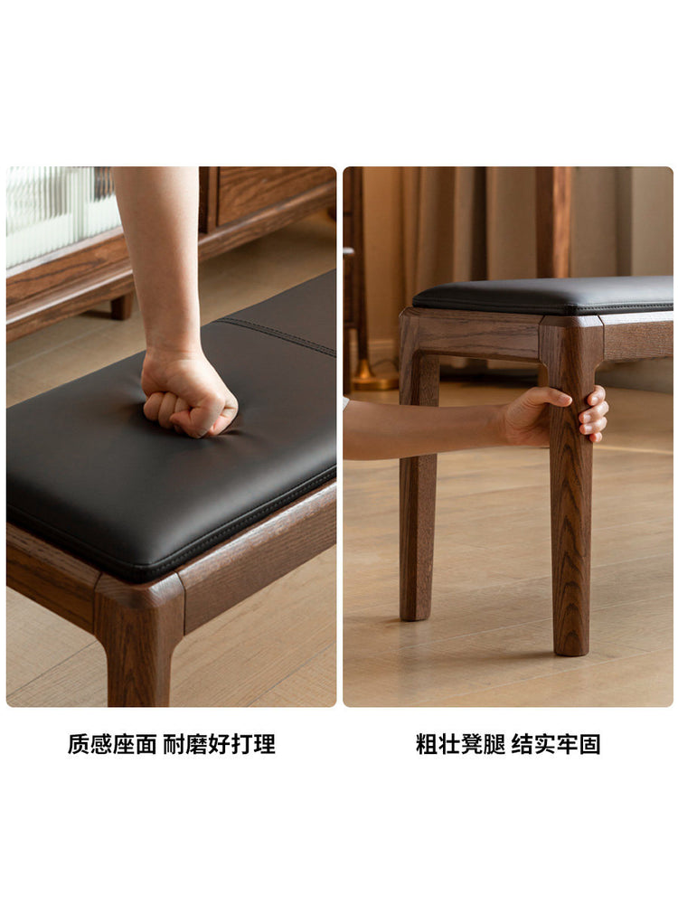 软包长条凳北欧橡木长凳餐厅休闲凳凳子床尾凳换鞋凳