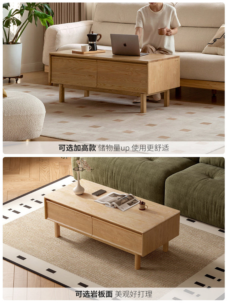 实木茶几客厅现代简约茶桌餐桌两用白蜡木骨骼线茶台