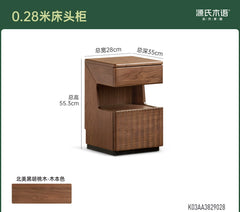 实木床头柜意式轻奢黑胡桃木储物柜卧室窄款收纳柜