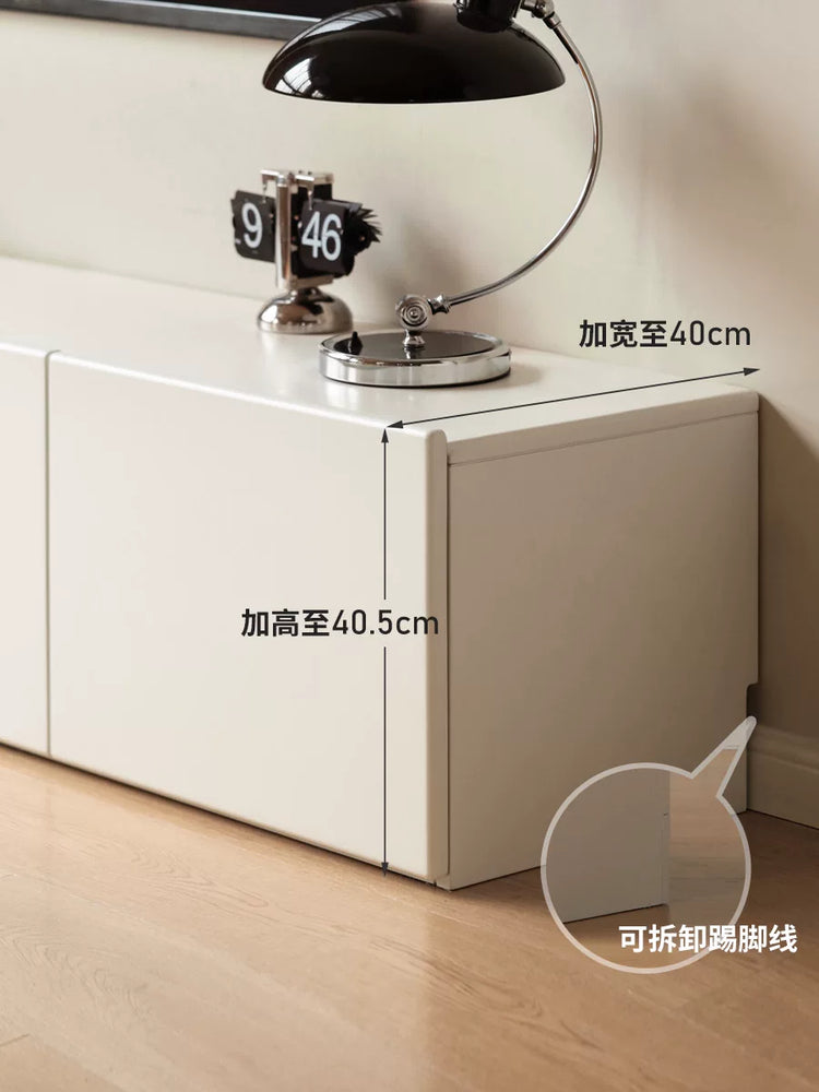 实木电视柜奶油风白色落地储物柜小户型客厅简约地柜矮柜