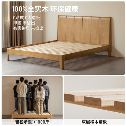 实木床意式轻奢白蜡木大板床卧室原木大床1米8双人床