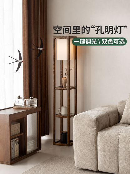 实木置物架新中式客厅沙发边柜橡木侧边柜小户型边几