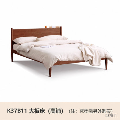 实木床现代简约樱桃木双人床日式卧室床1.5米床复古家具