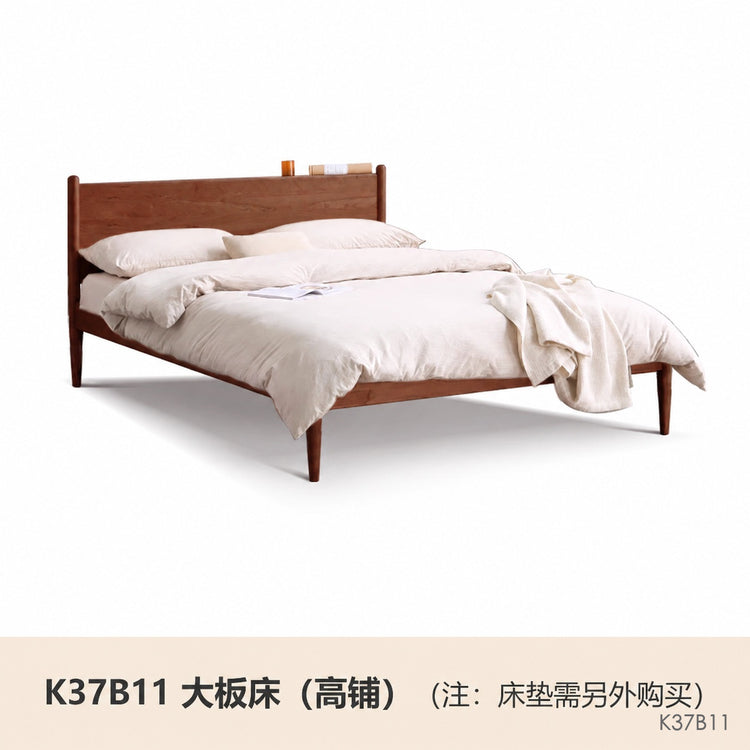 实木床现代简约樱桃木双人床日式卧室床1.5米床复古家具
