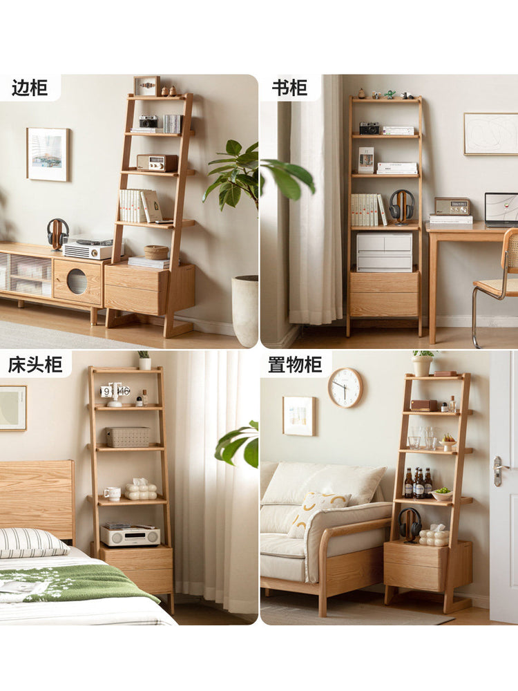 实木电视柜边柜客厅梯形沙发置物架展示柜小户型多层书架