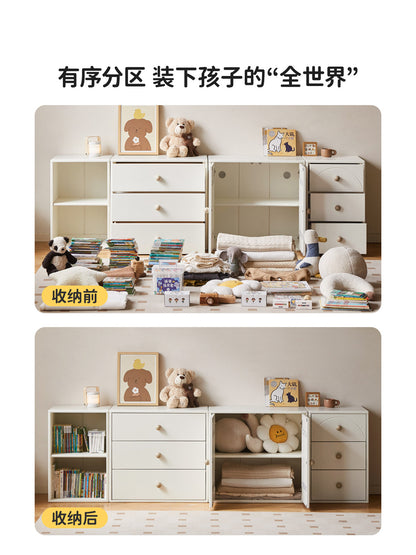 全实木儿童斗柜奶油风白色组合收纳柜卧室床尾置物抽屉柜