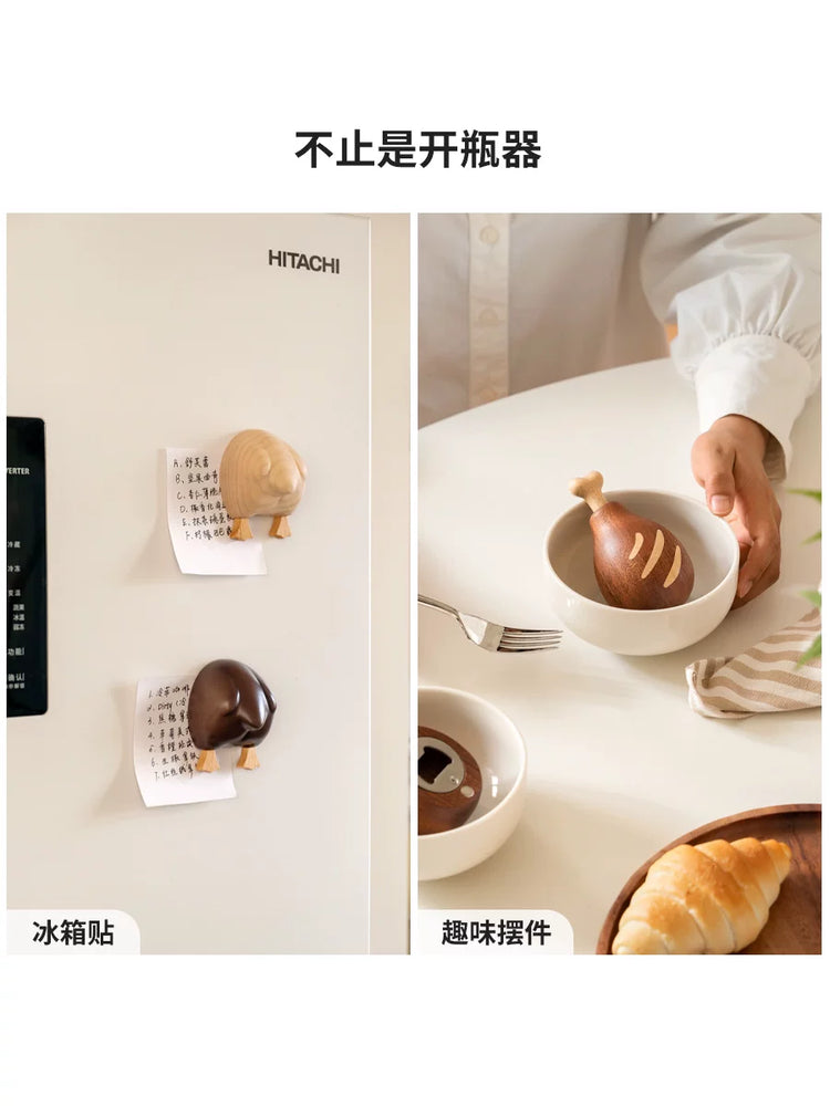全实木啤酒开瓶器简约个性创意便携开酒器木质启瓶器