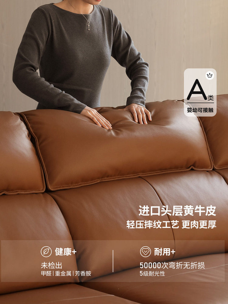 零靠墙真皮沙发床客厅意式轻奢功能沙发小户型电动伸缩床