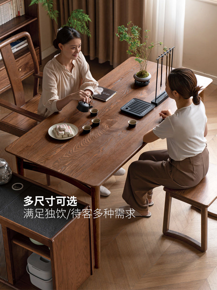 实木茶桌现代简约白蜡木茶台餐桌两用客厅茶桌椅组合