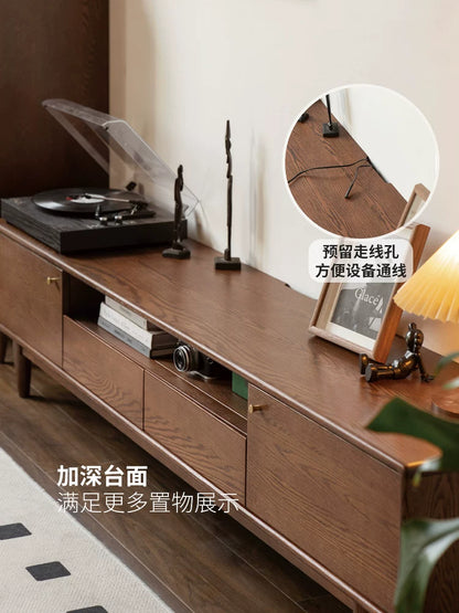 实木电视柜北欧现代简约小户型客厅橡木地台茶几组合