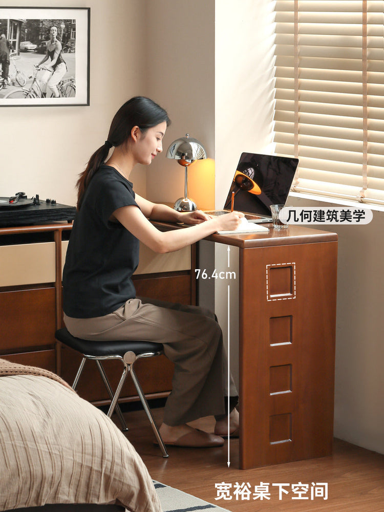 实木化妆桌卧室包豪斯斗柜化妆台中古风旋转梳妆台