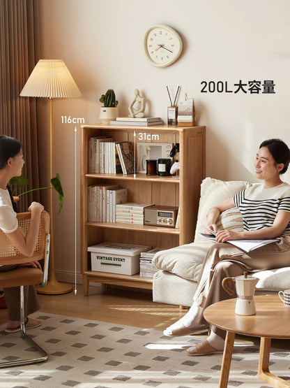 实木书柜现代简约书房开放格置物柜橡木立柜矮柜子