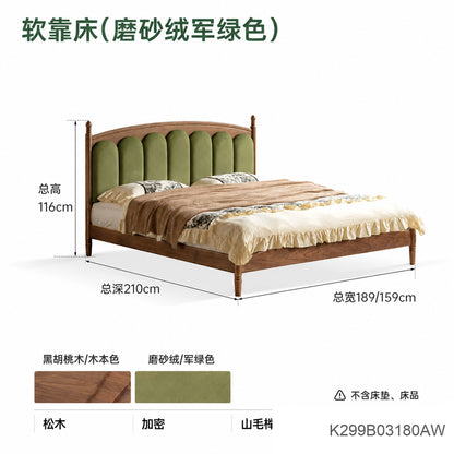 实木床法式橡木软靠床中古风真皮床复古卧室双人床