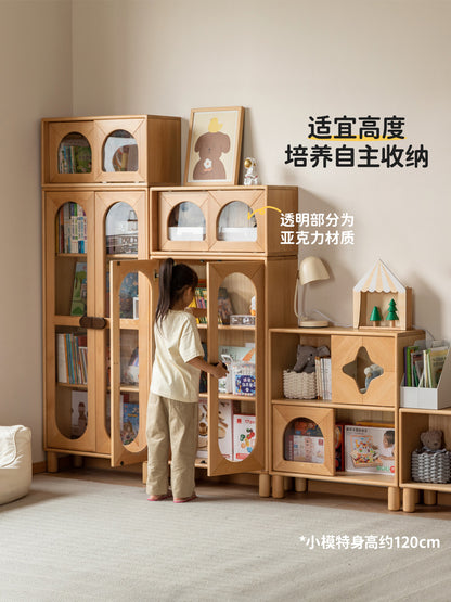 实木儿童书柜组合书房储物柜玩具收纳柜落地靠墙柜子