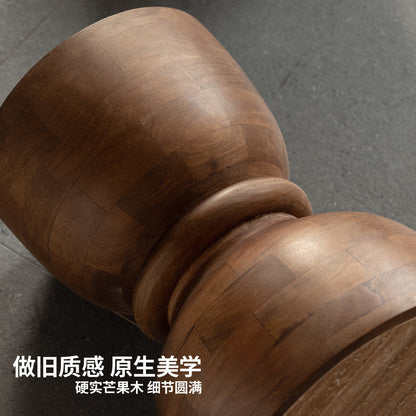 实木边几客厅侘寂风角几小户型圆几阳台白色置物架