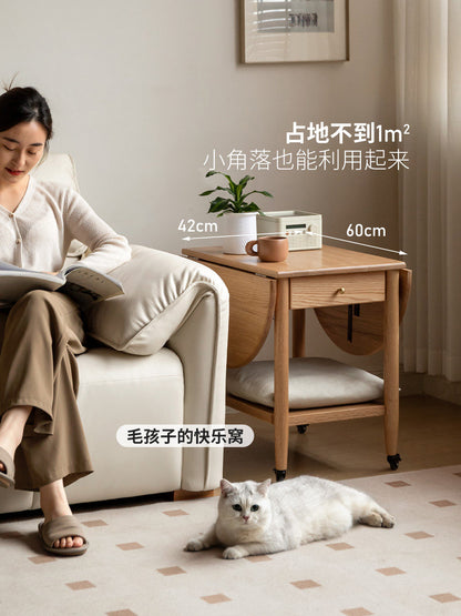 实木小茶几现代简约移动沙发边桌客厅小户型橡木折叠茶台