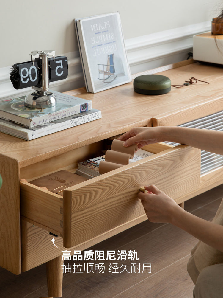 实木电视柜北欧白蜡木储物柜小户型墙柜现代客厅原木家具