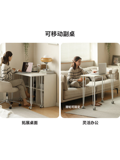 实木书柜奶油风置物架现代简约白色展示柜自由组合收纳柜