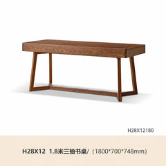 实木书桌书房写字桌意式轻奢长方形桌子胡桃木办公桌