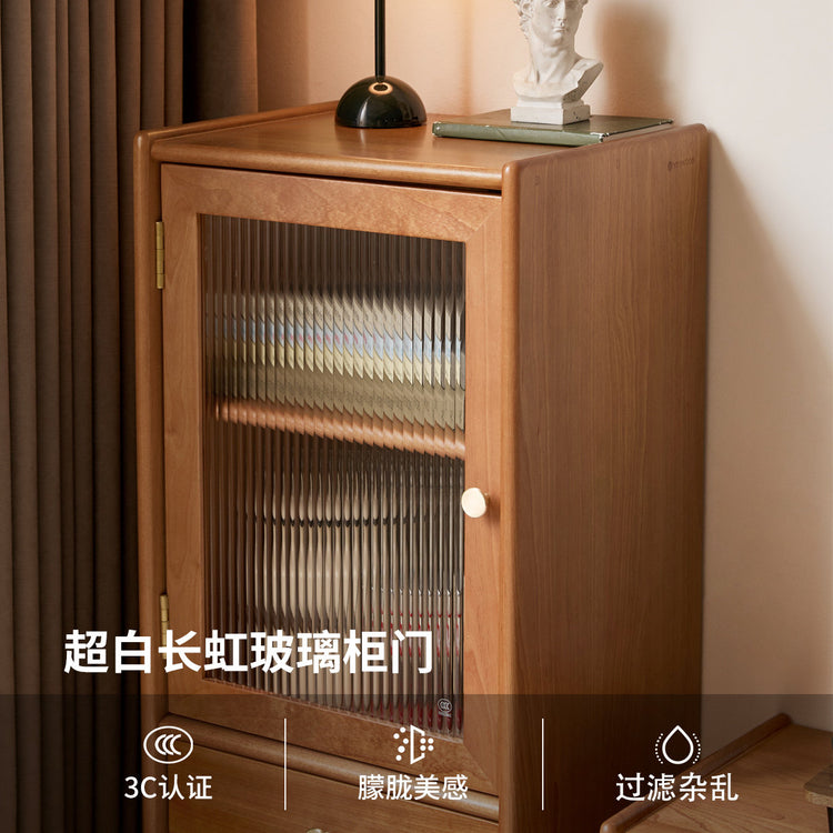 实木电视柜边柜樱桃木收纳柜客厅日式复古储物柜电视立柜