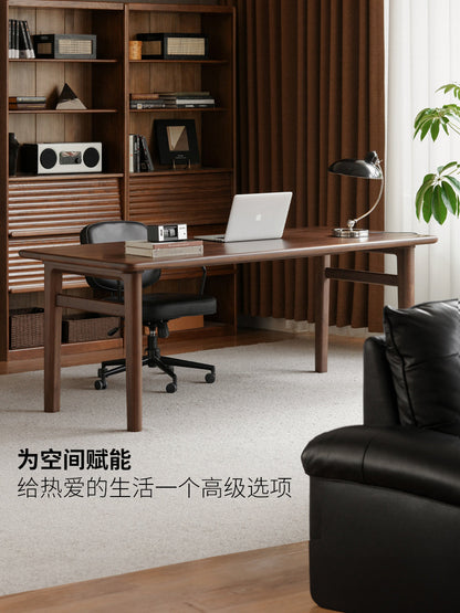 实木书桌书房黑胡桃木办公桌现代简约工作台电脑桌