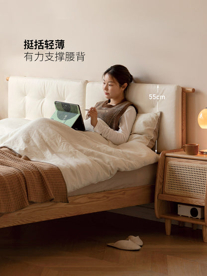 床头软包靠背靠垫奶油风白色有机皮靠包海绵靠枕舒适护腰