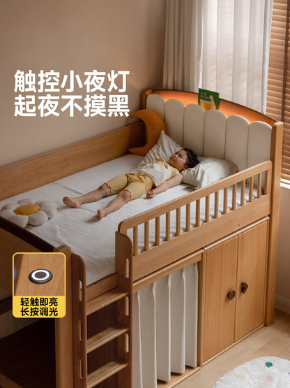 实木半高床卧室成人儿童软靠床多功能可置物夜光床