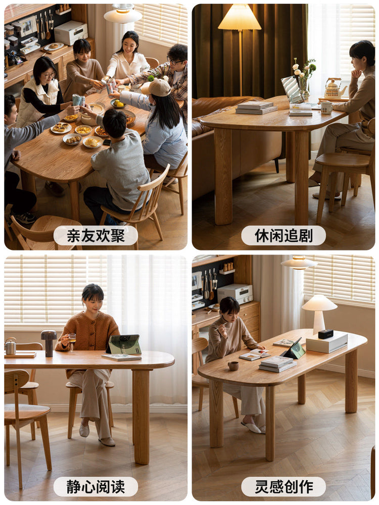 实木大板桌餐厅餐桌橡木圆角饭桌工作台大尺寸长桌子