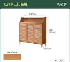 实木鞋柜门口樱桃木玄关柜百叶门客厅入户收纳储物柜