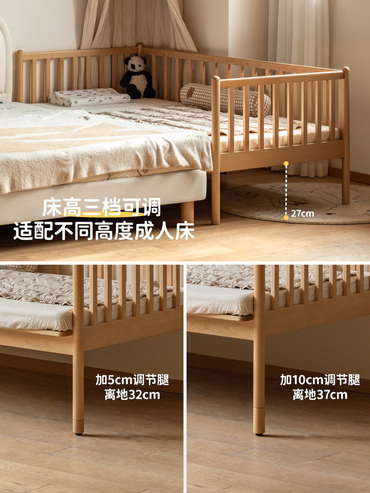 实木带护栏儿童床床大床加宽床拼接男孩女孩单人小床