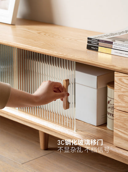 实木电视柜现代客厅橡木北欧小户型收纳柜茶几组合