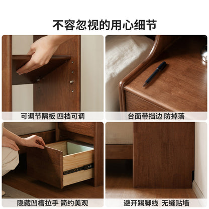 实木床头柜现代简约储物柜卧室胡桃色陈列柜收纳柜