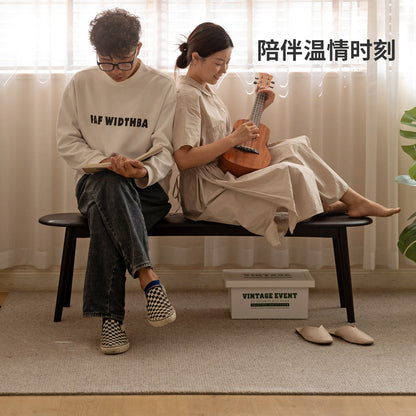 实木长条凳餐椅餐凳长板凳床尾凳橡木复古黑色换鞋凳