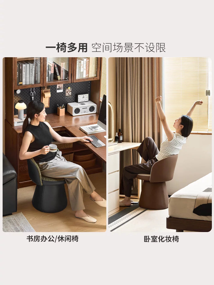 源氏木语布艺书椅现代简约旋转休闲椅书房办公椅家用化妆凳化妆椅