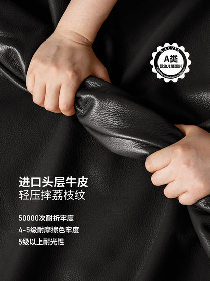 真皮沙发客厅意式轻奢三人位沙发小户型黑色皮沙发
