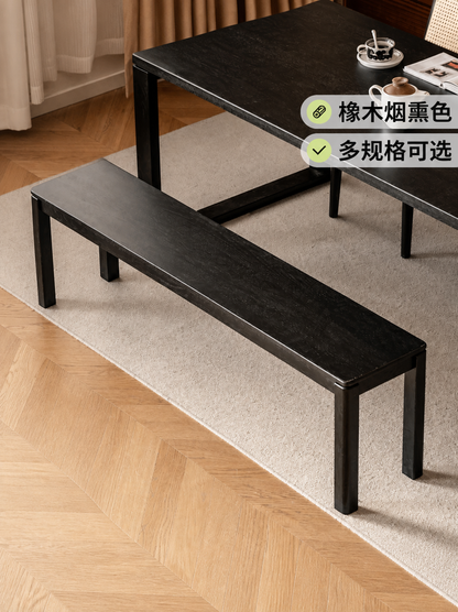 实木长凳餐厅现代简约长条凳橡木美式卧室黑色床尾凳