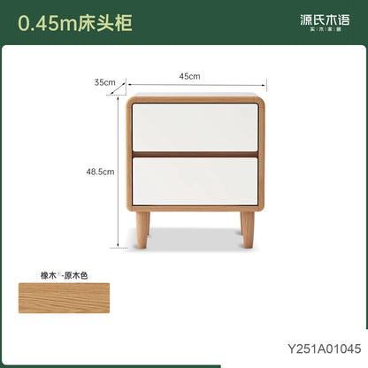 实木床头柜原木风带锁床边柜简约橡木小柜子卧室储物柜