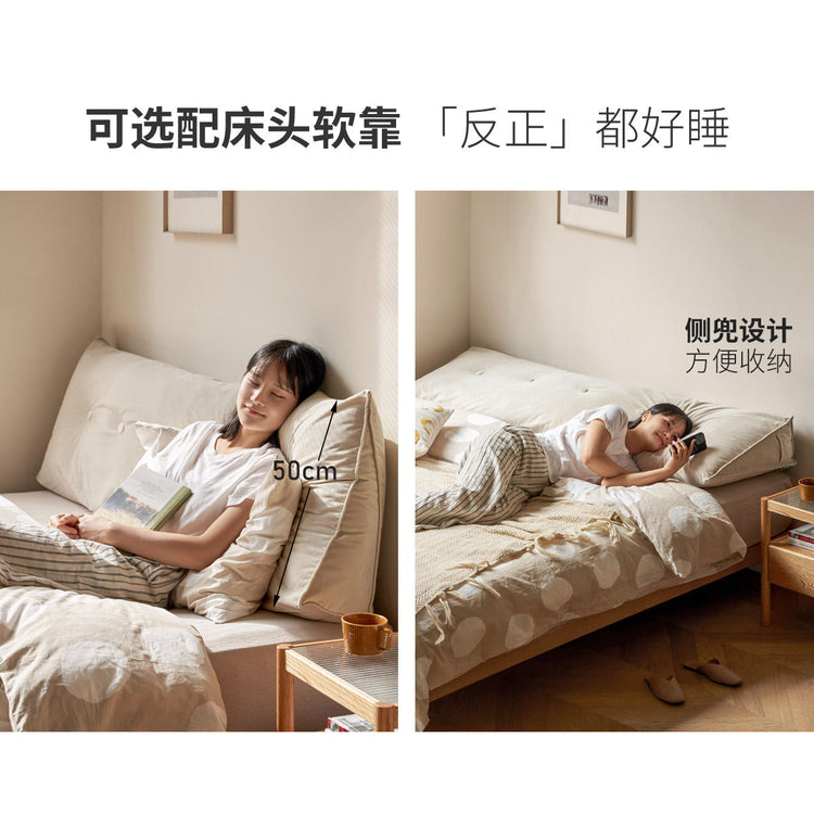 实木床主卧室无床头榻榻米橡木夜光悬浮床现代简约双人床