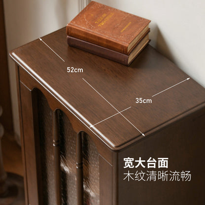实木边柜客厅法式复古收纳储物胡桃色组合电视柜立柜